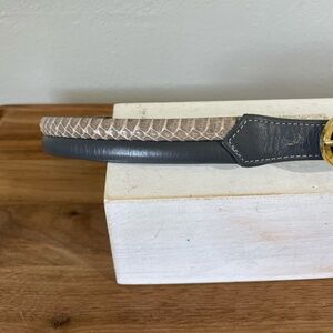 Morris Moskowitz Genuine Leather Belt Brass Buckle Vintage Classic Size Large